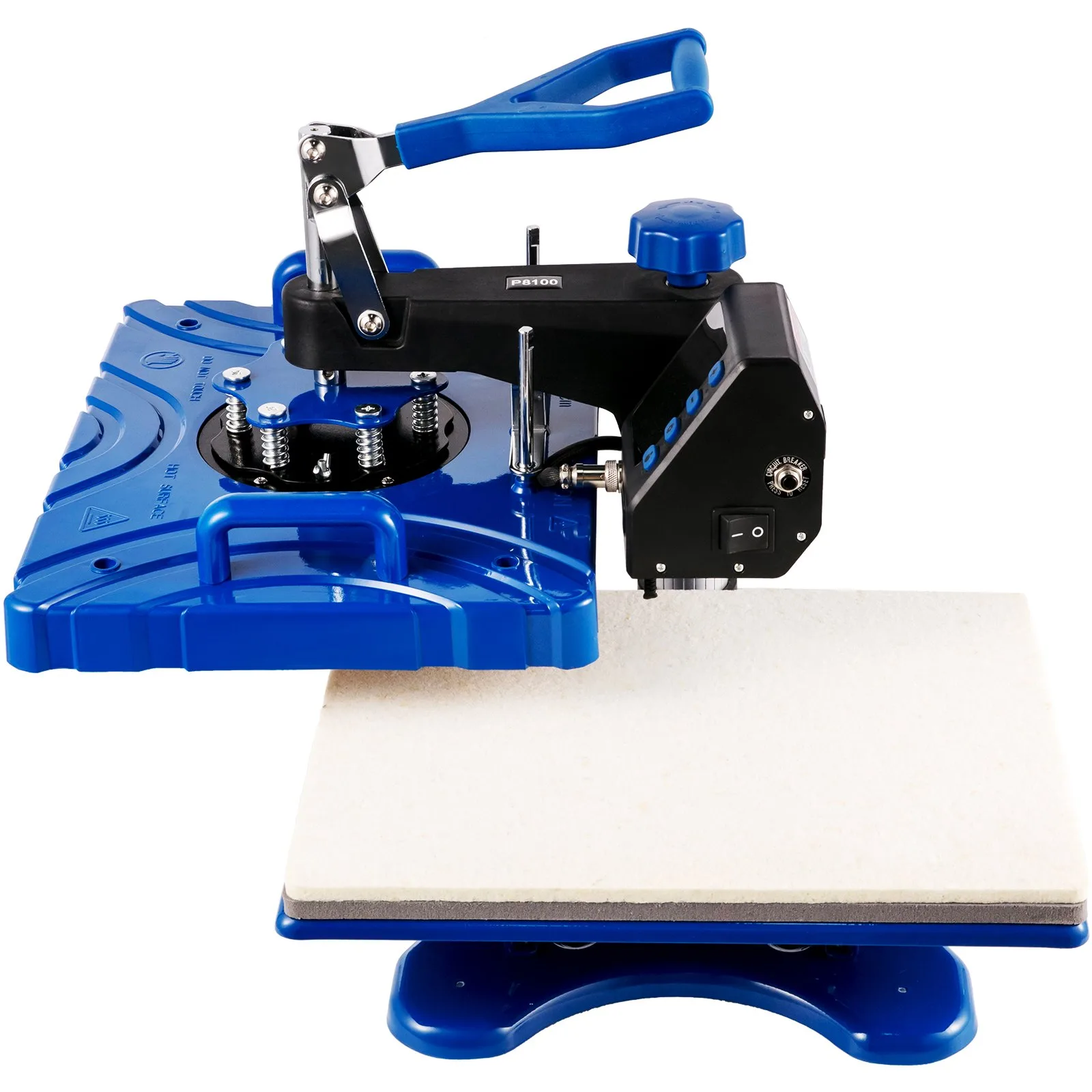 Presse P8100 avec plateau chauffant supérieur pivoté à 360 degrés (système swing away sécurisé)