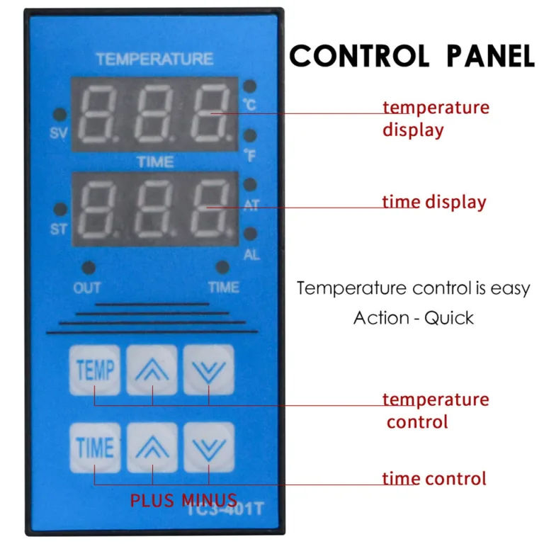 Boîtier de contrôle numérique simple pour réglage température et temps sur presse Disen