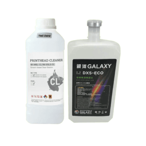 Bouteille de 1 litre de D-Solvant, liquide de nettoyage professionnel pour têtes d'impression grand format.