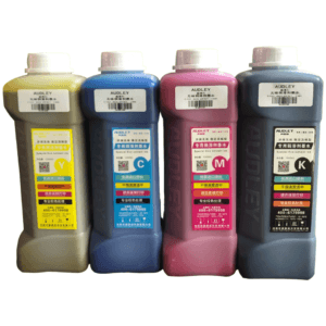 Bouteille d'encre Eco-solvant Audley originale de 1 litre pour impression grand format publicitaire.