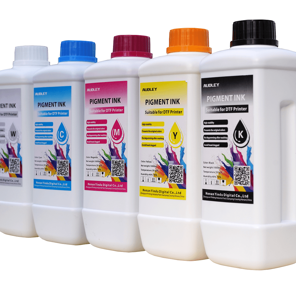 Bouteille d'encre DTF Audley originale de 1 litre (Pigment Ink) pour impression sur film PET.