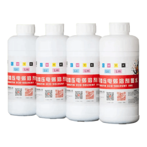 Bouteilles d'encre Eco-Solvant Locor Originale 1L (Cyan, Magenta, Jaune, Noir) pour traceurs Easyjet.