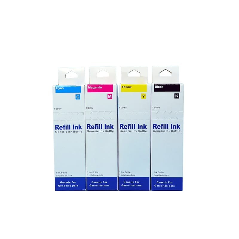 Pack standard 4 couleurs pour imprimantes bureautiques Epson L382, L120 et L565.