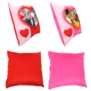 Coussin en satin rouge et blanc en forme de cœur pour sublimation personnalisé Maroc.