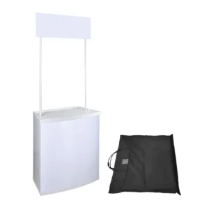Table de promotion publicitaire portable en plastique blanc pour animation commerciale