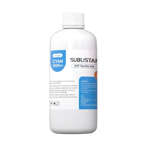 Bouteille d'encre DTF SUBLISTAR Hi-Pro couleur Cyan 1 Litre pour impression textile