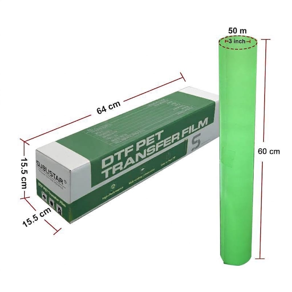 Rouleau de film DTF lumineux phosphorescent SUBLISTAR 60 cm par 50 m pour impression textile