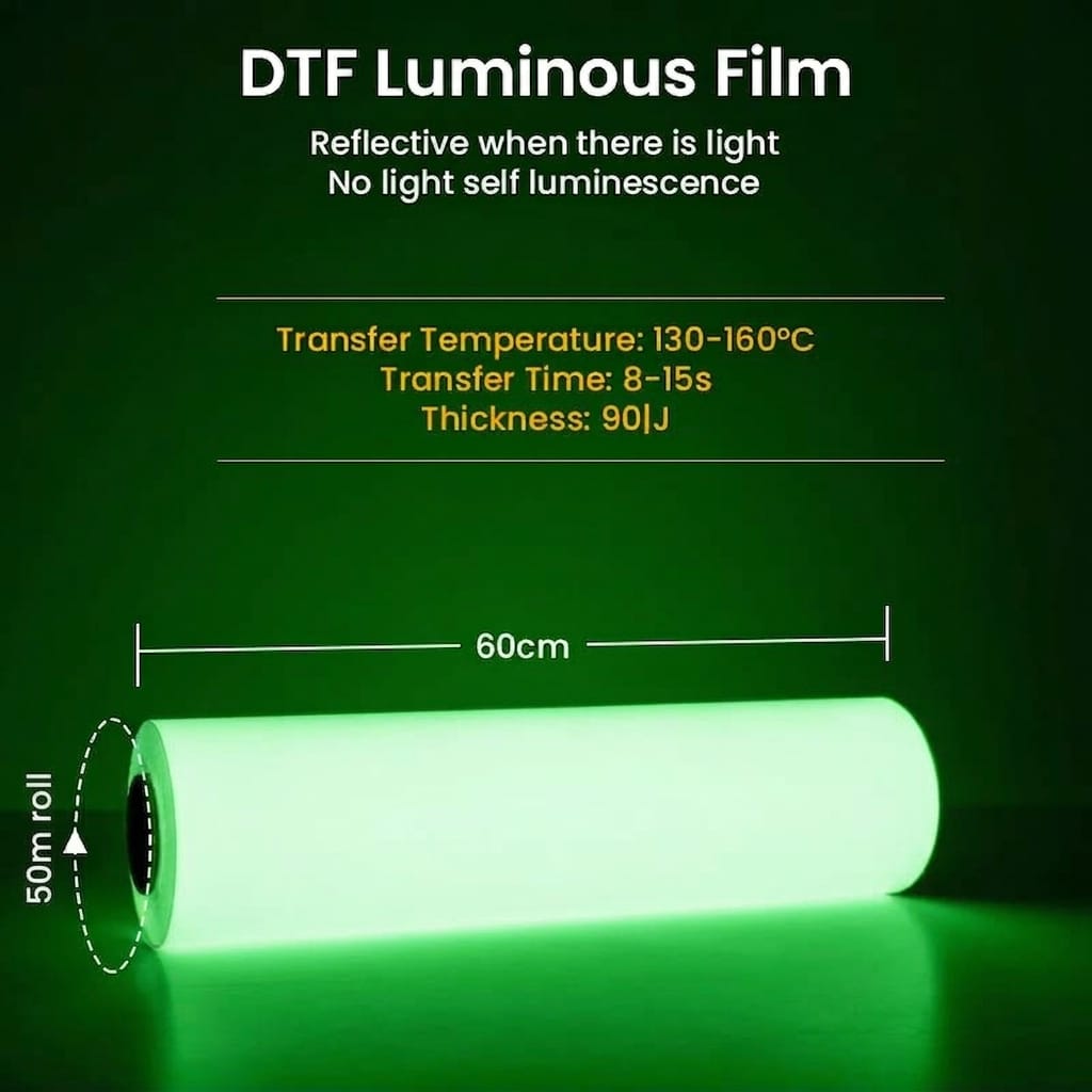Fiche technique du film DTF lumineux SUBLISTAR 60cm x 50m avec caractéristiques de transfert