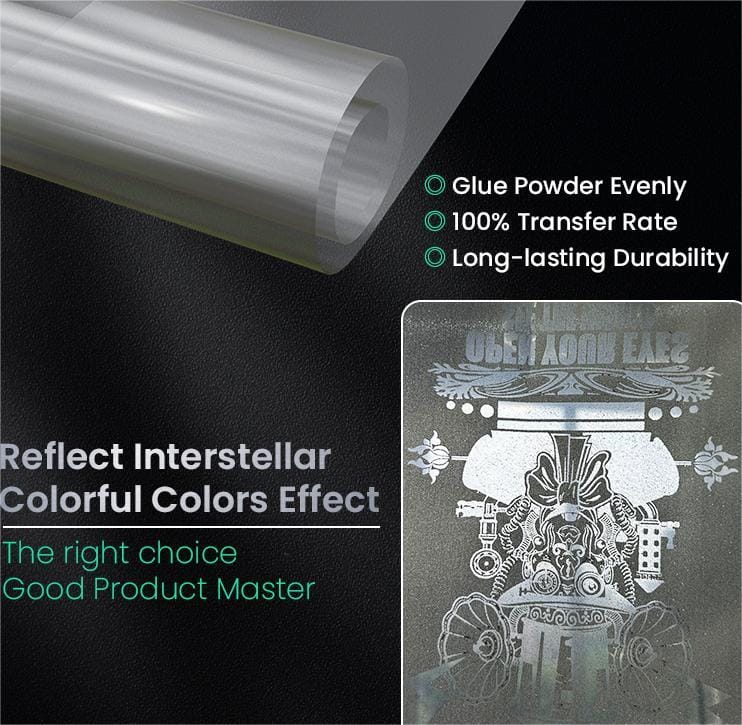 Effet métallisé argent du film DTF Interstellar Silver SUBLISTAR avec détails de transfert